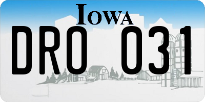 IA license plate DRO031