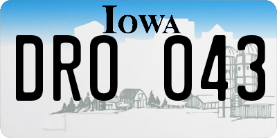 IA license plate DRO043