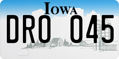 IA license plate DRO045