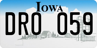 IA license plate DRO059