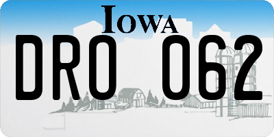 IA license plate DRO062