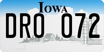 IA license plate DRO072