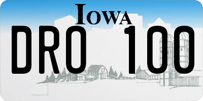 IA license plate DRO100