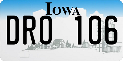 IA license plate DRO106