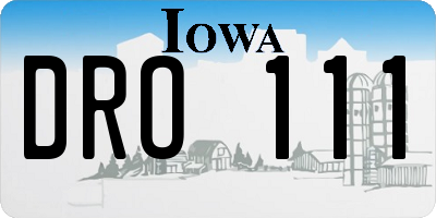 IA license plate DRO111