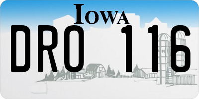 IA license plate DRO116