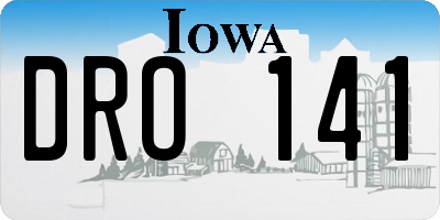 IA license plate DRO141