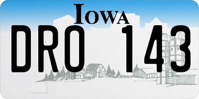 IA license plate DRO143