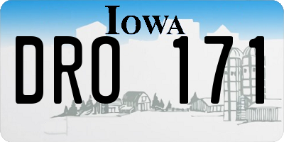 IA license plate DRO171