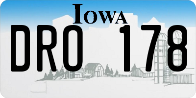 IA license plate DRO178