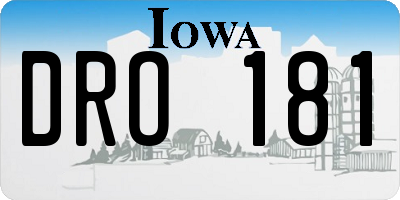 IA license plate DRO181