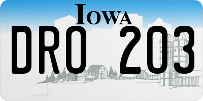IA license plate DRO203