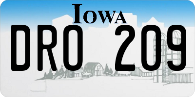 IA license plate DRO209