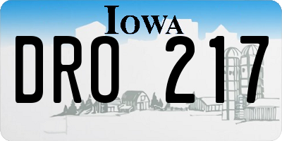 IA license plate DRO217