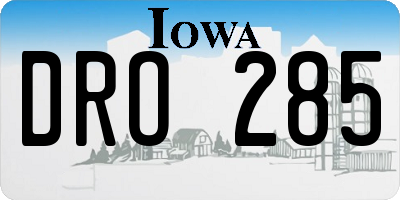 IA license plate DRO285