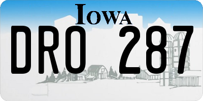 IA license plate DRO287