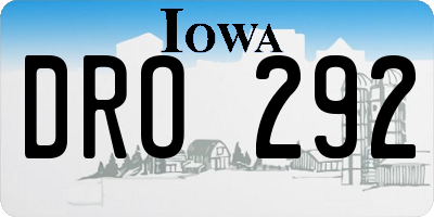 IA license plate DRO292
