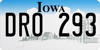 IA license plate DRO293
