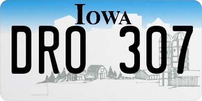 IA license plate DRO307