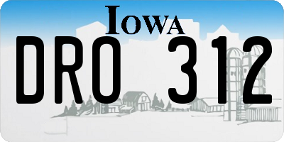 IA license plate DRO312