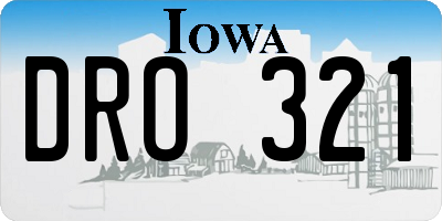 IA license plate DRO321