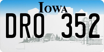 IA license plate DRO352