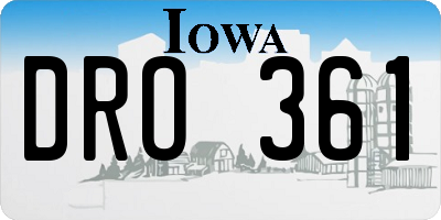IA license plate DRO361