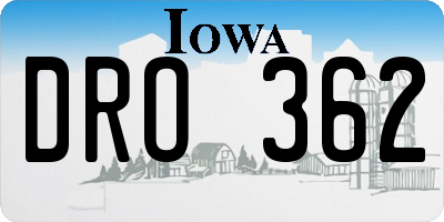 IA license plate DRO362