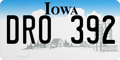 IA license plate DRO392