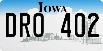 IA license plate DRO402