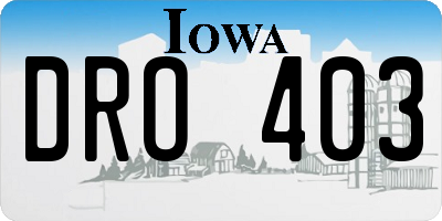 IA license plate DRO403