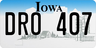 IA license plate DRO407