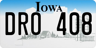 IA license plate DRO408