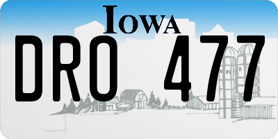 IA license plate DRO477