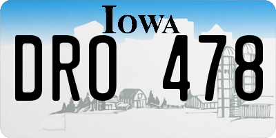 IA license plate DRO478
