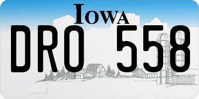 IA license plate DRO558