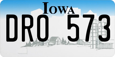 IA license plate DRO573