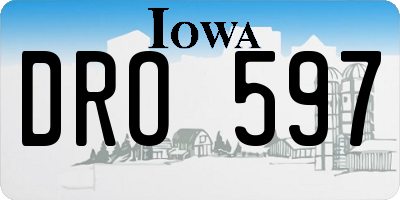IA license plate DRO597