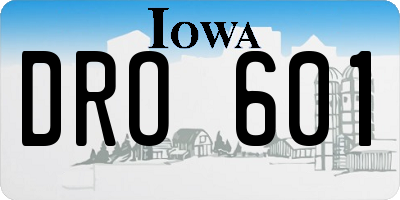 IA license plate DRO601