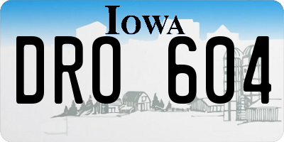 IA license plate DRO604