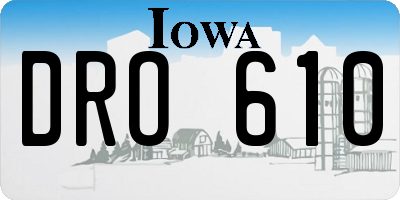 IA license plate DRO610