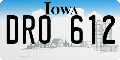 IA license plate DRO612