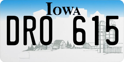 IA license plate DRO615