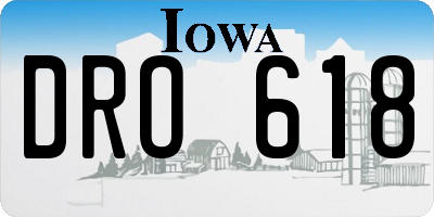 IA license plate DRO618