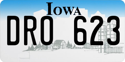 IA license plate DRO623