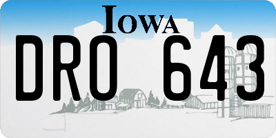 IA license plate DRO643