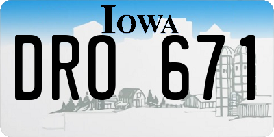 IA license plate DRO671