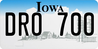 IA license plate DRO700