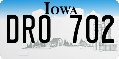 IA license plate DRO702