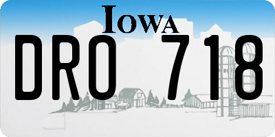 IA license plate DRO718